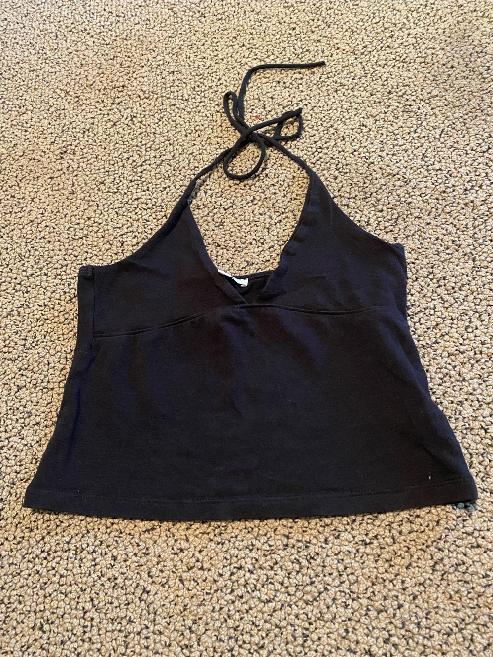 Black Halter V-Neck Crop Top